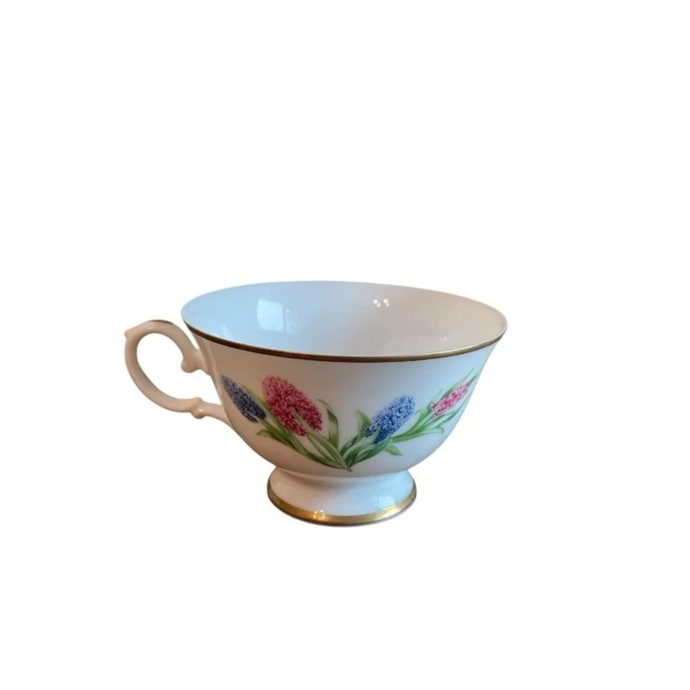 Franklin Porcelain 1981 Hyacinth Teacup Saucer Stand Ronald Van Ruyckevelt Japan